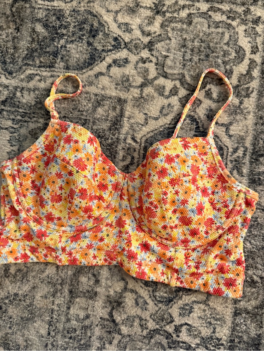 Old Navy Floral Cropped Swim Top • L